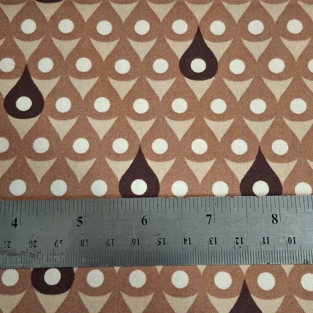 FABRIC #633 - Cotton - Abstract Teardrop Shape Dots Browns 1 1/2 yds x 45